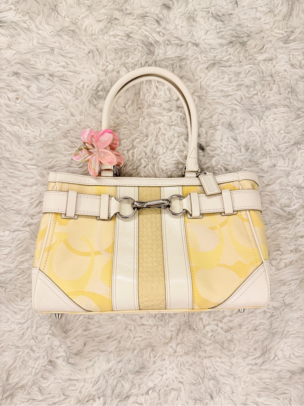 Coach Hampton Optic Signature Stripe Satchel - Yellow